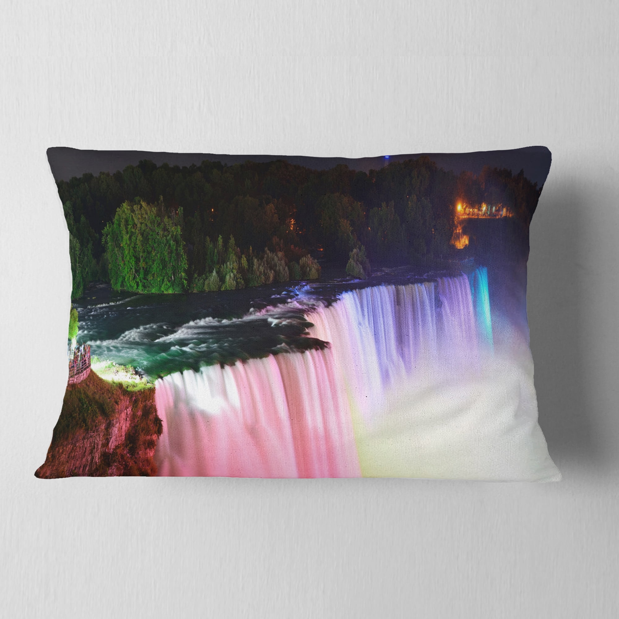 Designart Colorful Niagara Falls Panorama - Abstract Throw Pillow - 12x20