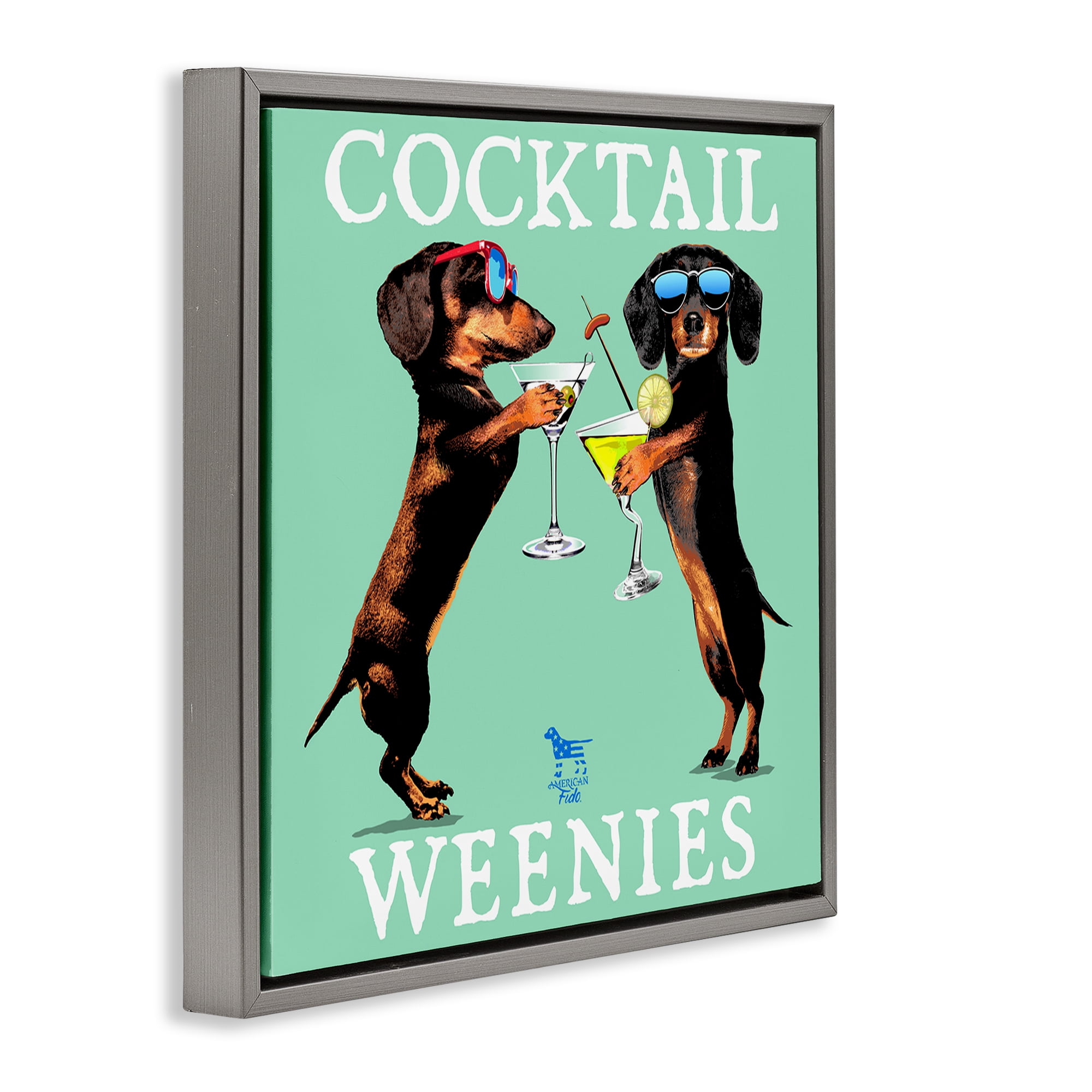 Stupell Industries Flashy Cocktail Weenies Food & Beverage Painting Gray Floater Framed Canvas Art Print Wall Art, 25 x 25