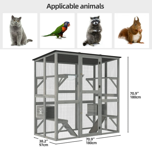 Uforic 70.9" H Large Outdoor Cat House,Cat Playpen Outdoor Cat Enclosures Catio