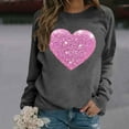 thumbnail image 2 of Arlun Valentines Sequins Heart Graphic Sweatshirts for Women Casual Long Sleeve Glitter Heart Graphic Pullover Tops Autumn and Winter Fashion Going out Outfits Dark Gray M, 2 of 5