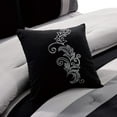 thumbnail image 4 of Chezmoi Collection 7-Piece Luxury Floral Leaves Embroidery Comforter Set, California King, Gray/Light Gray/Black, 4 of 7