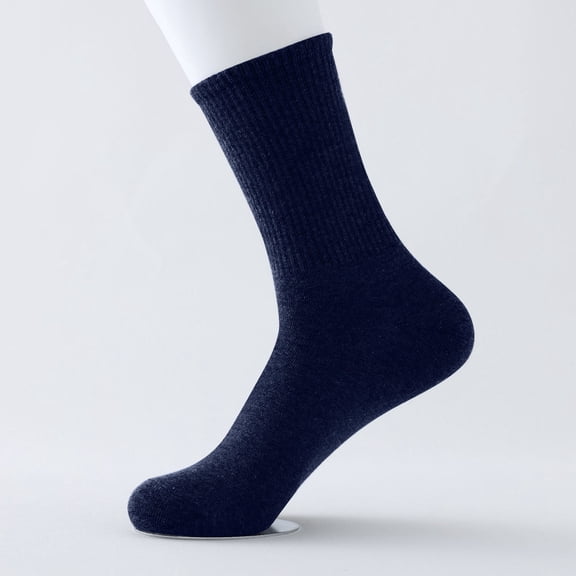 Athletic Socks Tennis Socks Cotton Crew Socks Unisex Solid Color Casual Sport Footwear Daily Footwear Navy