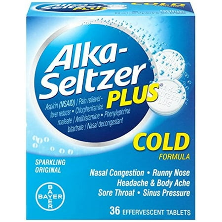 Alka-Seltzer Plus Cold Medicine, Original Effervescent Tablets - 36 Ea