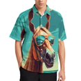 thumbnail image 3 of Camisas con estampado digital de animales y caballos para hombre, camisas hawaianas holgadas informales de manga corta para playa, blusas de gran tamaño para hombre, 3 of 5