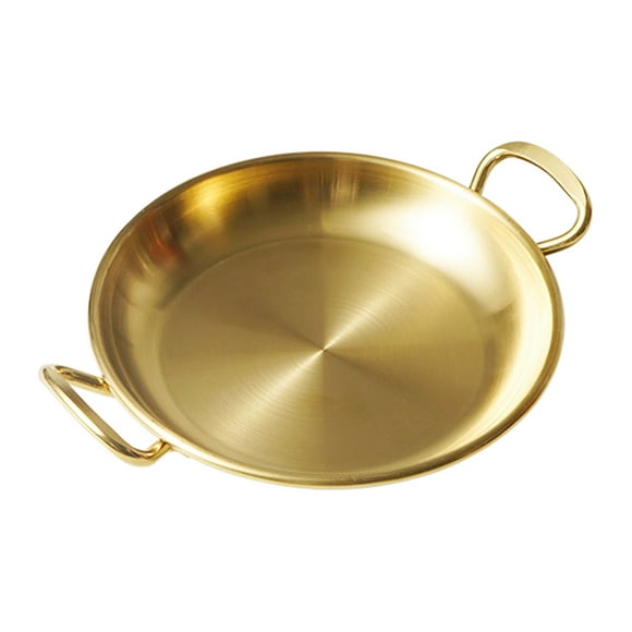 Plato de acero inoxidable plato de doble manija de manejo de bocadillos bandeja para servir de pollo frito