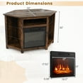 thumbnail image 3 of Giantex Corner TV Stand w/Electric Fireplace, Entertainment Center, Media Console Cabinet, Brown, 3 of 10