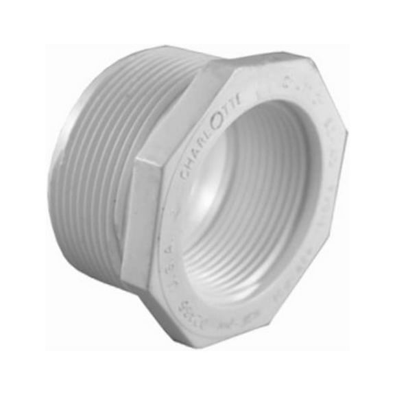 Charlotte Pipe PVC 02112 4000HA Schedule 40 PVC Pressure Reducer Bushing, White, 2 x 1-1/2 In. - Quantity 10