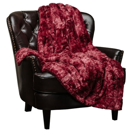 Chanasya Fuzzy Faux Fur Throw Blanket - Light Weight Blanket for Bed Couch and Living Room Suitable for Fall Winter and Spring - King - Maroon