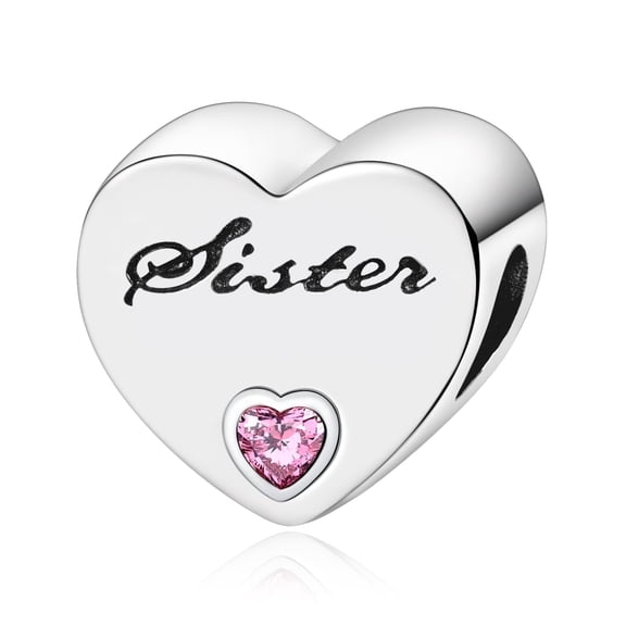 ROSIANNA 925 Sterling Silver Charm for Bracelets Sister's Love Heart Charms Women Bracelet Charm
