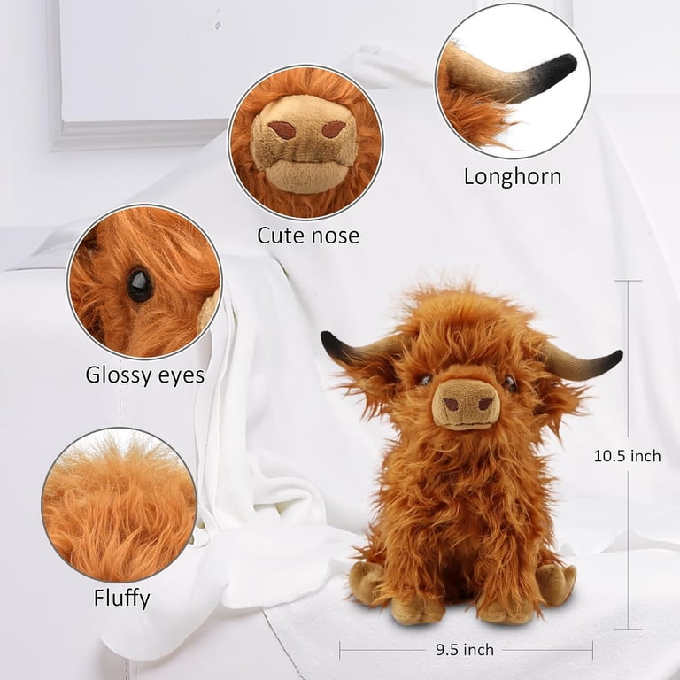 IKASA Highland Cow Stuffed Animal Plush Toy - 12.5 Inch Cute & Cuddly Fluffy Plushie Gift