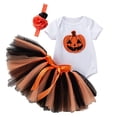 thumbnail image 4 of CAIXIA Baby Girl Halloween Outfit Short Sleeve Bodysuit Orange Tutu Skirt 3-Piece Handmade Outfit, 4 of 6