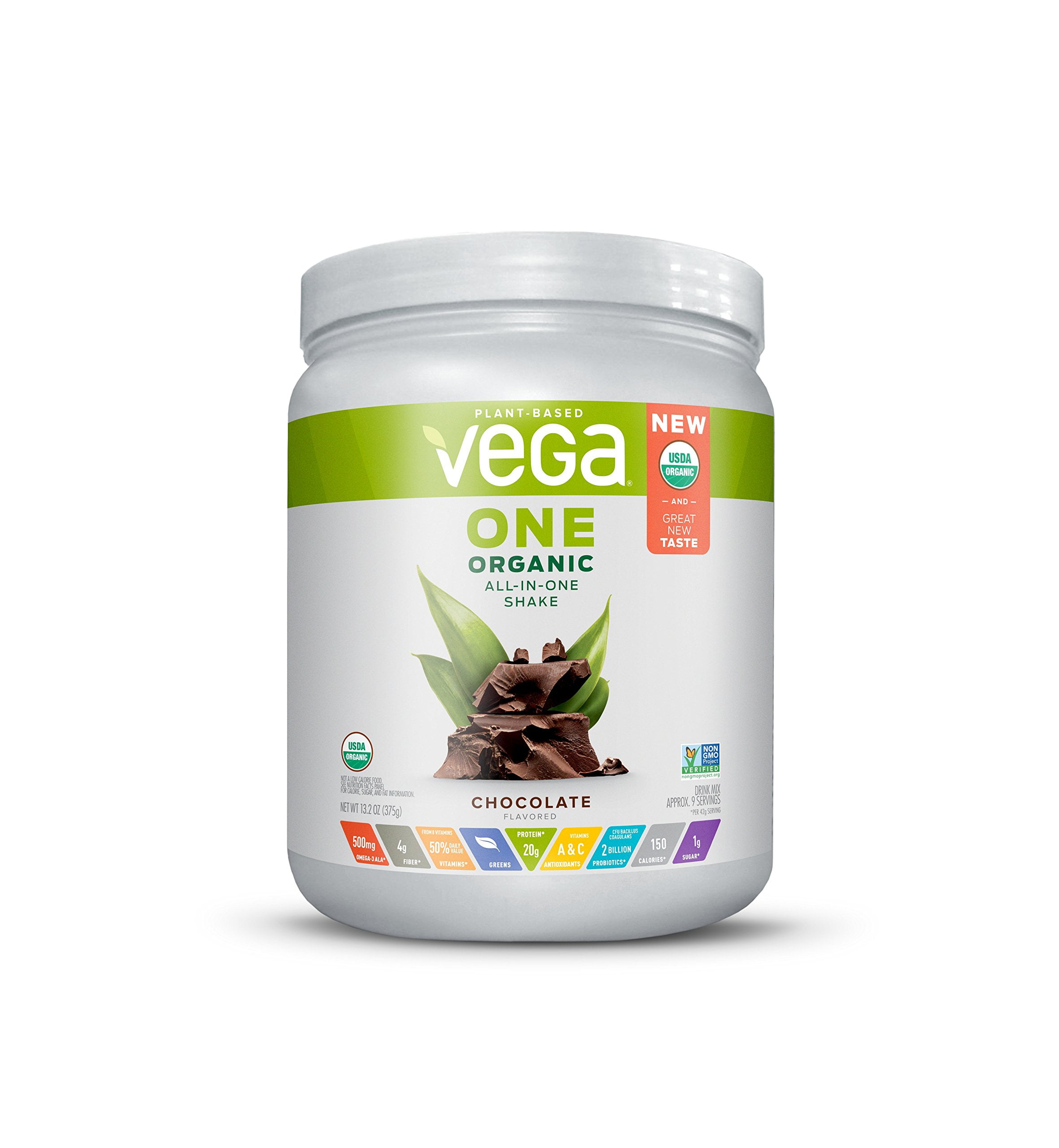 Vega One Organic Plant Protein Powder Chocolate 13.2 Ounce Plant