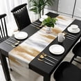 thumbnail image 3 of Brown Gray White Table Runner 70 Inches Long, Vintage Rustic Abstract Mottled Art Kitchen Coffee Dining Table Decoration for Home Party Birthday Wedding Home Decor 13x70 Inches, 3 of 8