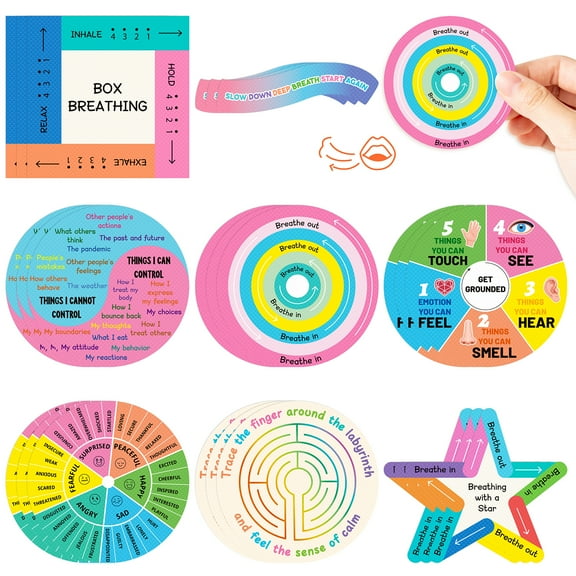 Relief Anxiety Stickers for Students and Office Workers, 24 Pieces Colourful Stickers for Special Education School, Office Supplies