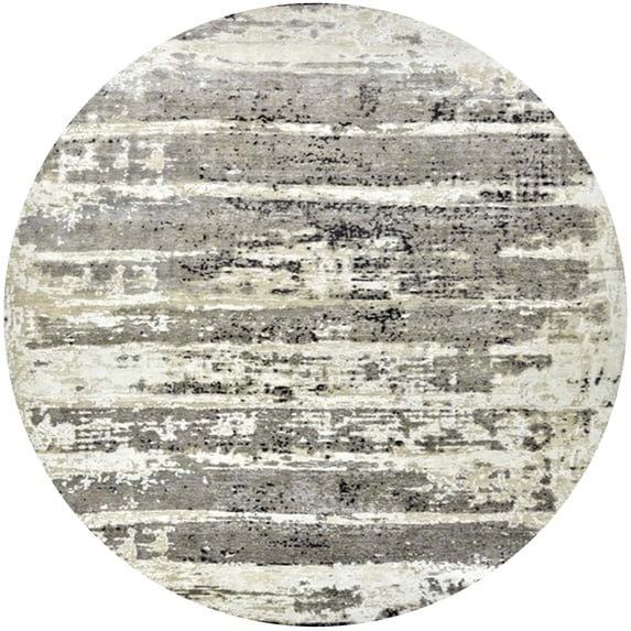 Ahgly Company Indoor Round Mid-Century Modern White Gold Oriental Area Rugs, 5' Round