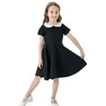 thumbnail image 1 of Girls Dress for Everyday and Schoolwear - Classic Short Sleeved Summer Dress with Round Neck for 4-13 Year Olds in Color Contrast Suitable for Spring and Summer, 1 of 7