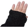 thumbnail image 5 of Thermal Insulated Lined Cable Knit Arm Warmer Fingerless Gloves Mittens (Black), 5 of 6