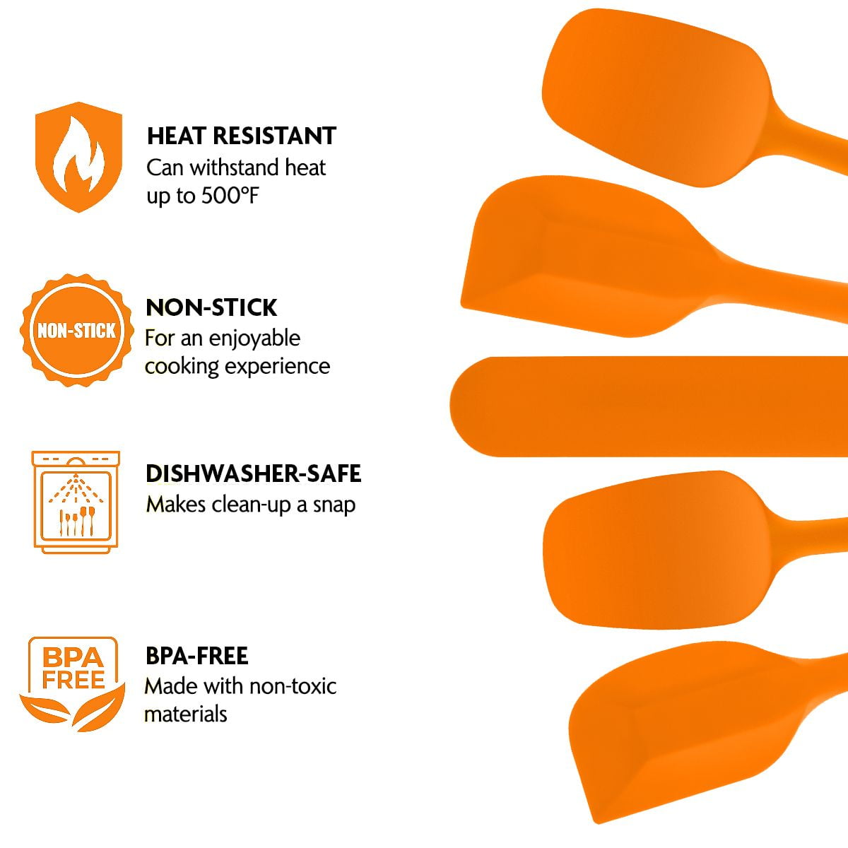 Kaluns Heat Resistant Rubber Silicone Spatula (Set of 5) K-STSR5