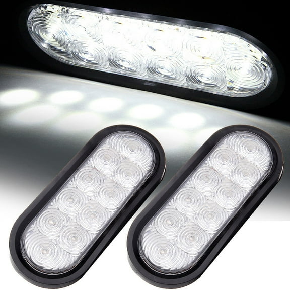 Scitoo 2Pcs New White Truck Trailer RV Clear LED Light Bulb 6" Led Oval Sealed Turn Signal Stop Tail Light
