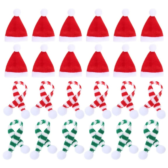 OUNONA 24Pcs Christmas Wine Bottle Decorations with Holiday Hats and Scarves Festive Theme