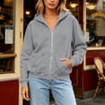 thumbnail image 2 of Sahpxhe Zip up Hoodie Women Long Sleeve Casual Fall Jacket Soft Comfy Trendy Sweatshirt with Pockets Gray L, 2 of 9