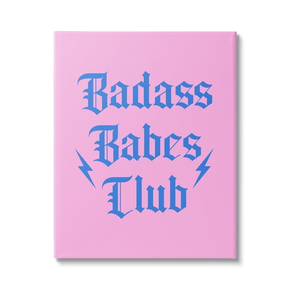 Stupell Industries Bad*ss Babes Club Phrase Inspirational Painting Gallery Wrapped Canvas Art Print Wall Art, 16 x 20