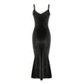 thumbnail image 5 of USSUMA Dresses for Women 2025 Casual Spring Women'S Casual Dresses Sleeveless V Neck Casual Solid Color Camisole Maxi Dress Casual Skirts Breathable Dresses School Up to 45% off Black Dress Size-L, 5 of 6