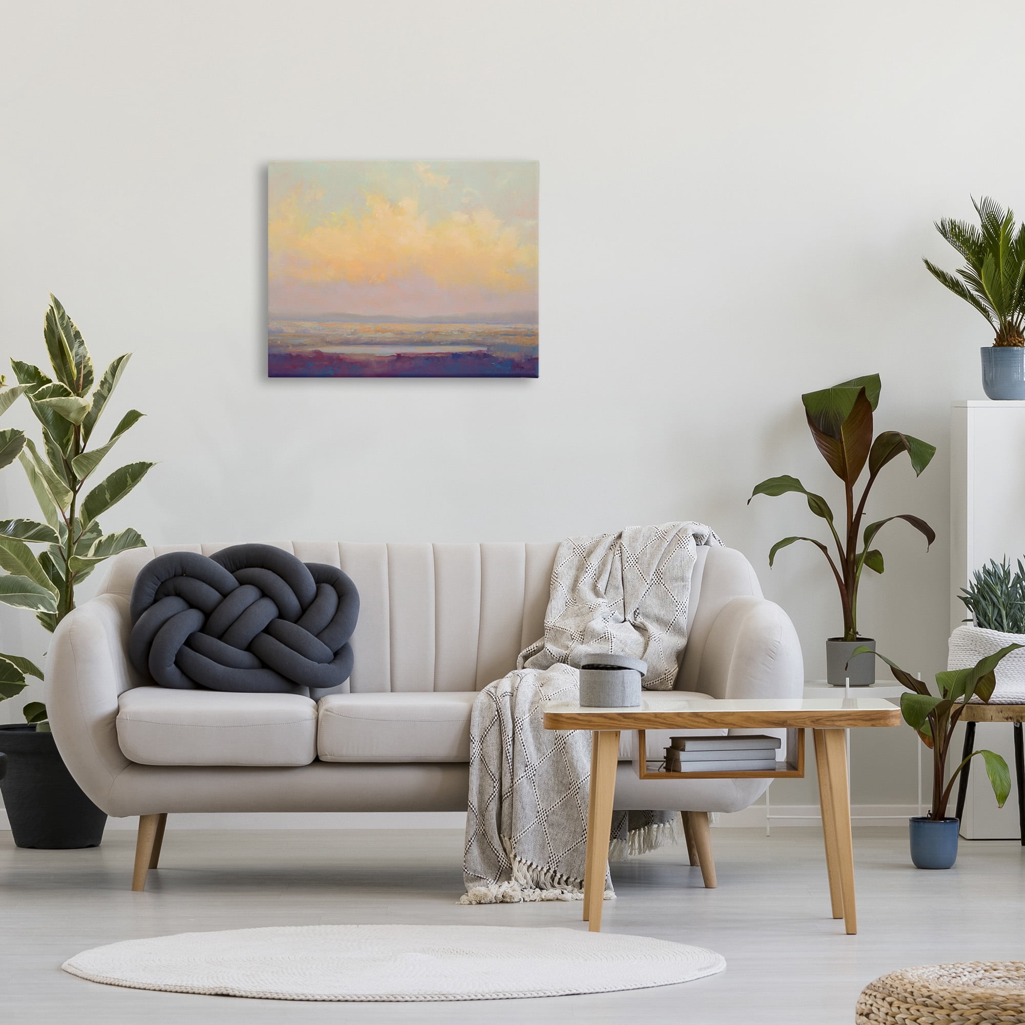 Stupell Industries Abstract Orange Sunset Landscape Painting Gallery Wrapped Canvas Art Print Wall Art, 30 x 24