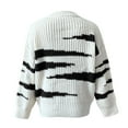 thumbnail image 5 of IROINNID Reduced Womens Sweater Round Neckline Pullover Sweater Stripes Loose Mid-Length Long Sleeve Irregular Sweater Top, 5 of 8