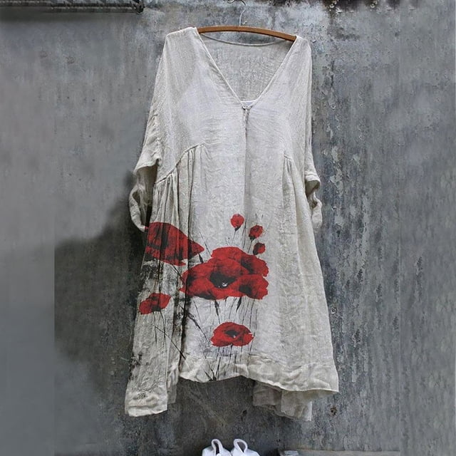 ICHUANYI Clearance Women Fashion Plus Size Vintage Holiday Floral 3/4 Sleeve Vintage Dresses(White, S) ICHUANYI WER2023081207200