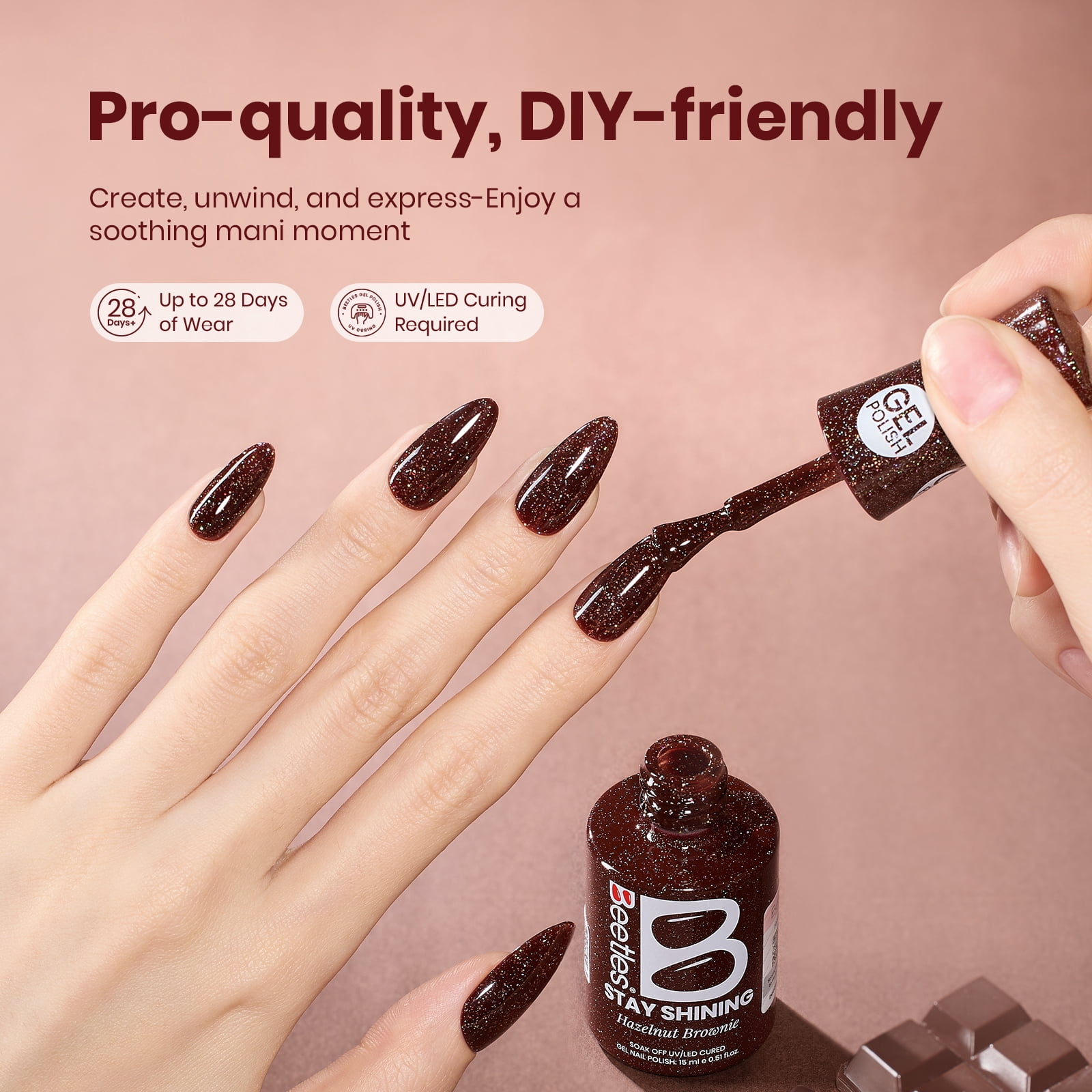 Beetles Stay Shining Collection Gel Nail Polish, Hazelnut Brownie, 0.51 fl oz