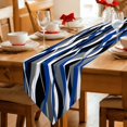 thumbnail image 2 of Blue Black Stripes Table Runner Linen Burlap Table Runner 72 Inches Long Modern Abstract Ombre Grey White Lines Dresser Scarves for Kitchen Island Coffee Dining Party Wedding Holiday Decor 14"x72", 2 of 8