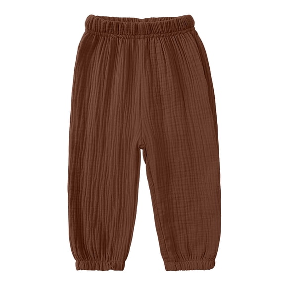 Ohufall 12M-8T Toddler Kids Baby Boys Girls Pants Solid Color Stretch Comfortable Cute Pant