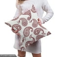 thumbnail image 5 of Ethnic Fabric by the Yard, Paisley Leaves Middle Eastern Traditional Oriental Folk Boho Illustrtaion, Decorative Upholstery Fabric for Chairs & Home Accents, Burgundy White by Ambesonne, 5 of 5
