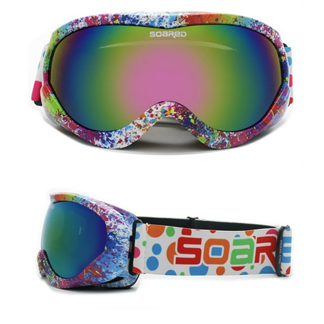 EGNMCR Riding Glasses Color Double Layer Anti-Fog Ski Goggles Windproof Mirror Outdoor Riding Goggles Ski goggles