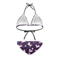 thumbnail image 3 of COEQINE Women's Allover Print Bikini Padded Top Halter String Adjustable High Leg Bottoms Bikini Set Triangle 2 Piece Cheeky Swimwear, Pink Unicorn Planet Starry Sky, S, 3 of 7