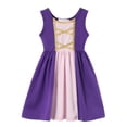thumbnail image 3 of Vestido de princesa de la galaxia del melocotón para niñas, disfraz de Elsa, Anna, sirena, Rapunzel, para cumpleaños, Carnaval, diario, informal, Verano, 3 of 5