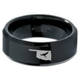 thumbnail image 2 of Tungsten Oklahoma Sooner State Bird Flying Band Ring 8mm Men Women Comfort Fit Black Beveled Edge Polished, 2 of 4