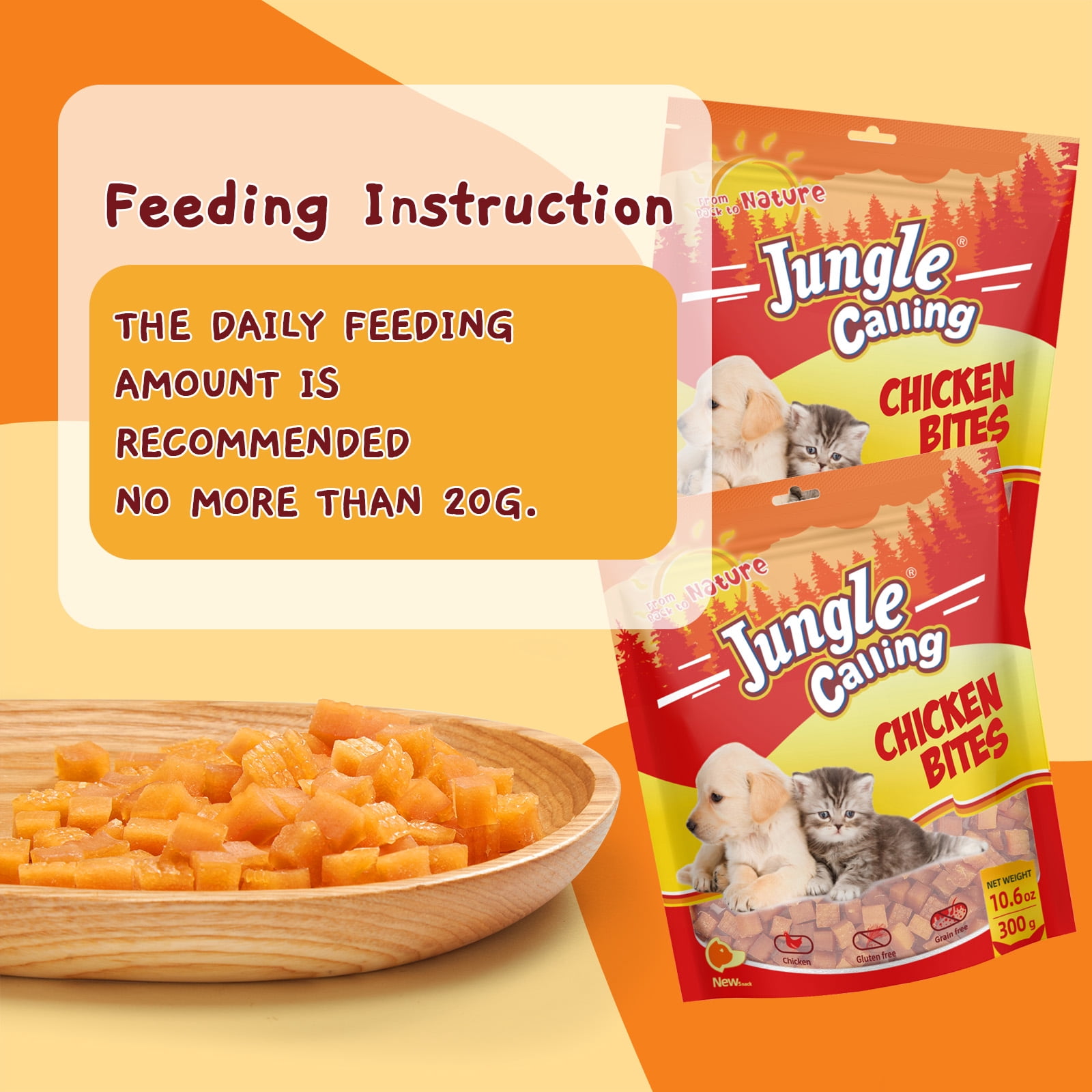 (5 pack) Jungle Calling Dogs Training Treats, Grain Free Soft Chewy Chicken Treats for Training Rewards,11 Ounce