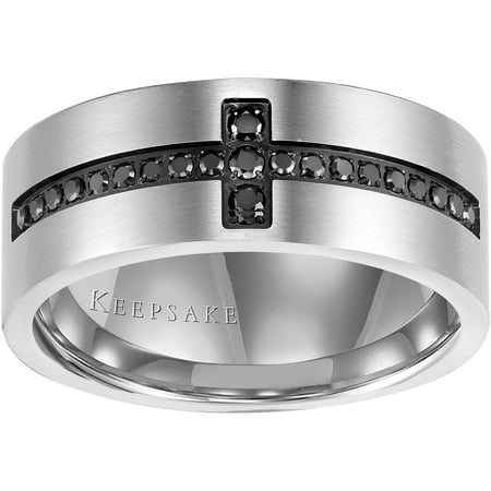 Keepsake Men's Rebel 1/4 Carat T.W. Black Diamond Stainless Steel Band