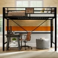 thumbnail image 2 of Einfach Twin Size Loft Bed Frame with 13''Fully Enclosed Guardrail and Removable Ladders, Black, 2 of 6