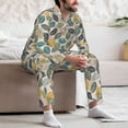 thumbnail image 7 of Honeii Vintage Leaves Pattern Mens Pajamas Set,2pcs Men's Lounge Long Sleeve Sleep Shirt and Pajama Bottoms Sleepwear Set,Mens Pjs Sets-Medium, 7 of 7