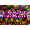 thumbnail image 2 of Girls Crazy Socks Unicorn Rainbow Stars all Over Novelty Crew Socks Size 6-8, 2 of 5