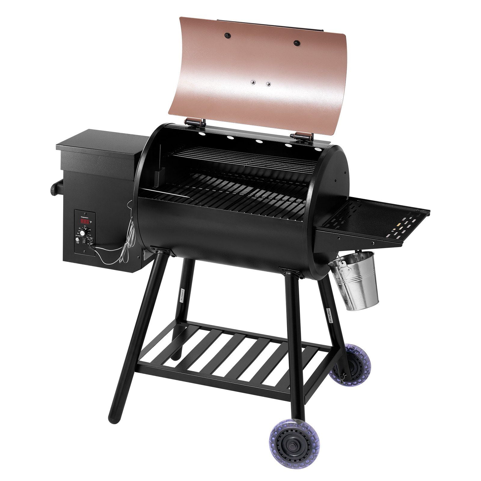 All-in-One Wood Pellet Grill and Electric Smoker 8 BBQ Functions, Spacious 456 Square Inch Cooking Surface, Equipped with Digital Thermostat and Food Probe, 500°F Max Heat, in Black