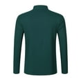 thumbnail image 5 of Mens Long Sleeve Polo Shirts Button Up Solid Color Casual Work Wear Polos Fall Winter Cotton Tops (Dark Green, Size S), 5 of 8