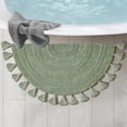 thumbnail image 2 of Cotton Half Circle Boho Bathroom Rug with Antiskid 22"x36" SAGE Green – 100% Cotton Scalloped Bath Mat, Anti‑Skid, Soft & Absorbent Bathroom Rug for Shower, Tub & Entryway, 2 of 5