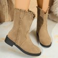 thumbnail image 6 of Wensltd Suede Boots for Women Wide Calf Retro Style Non-Slip Sole Everyday Wear Flat Booties, 6 of 9
