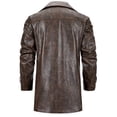 thumbnail image 3 of Men's Mid-Length Single-Breasted Lapel Coat, Vintage Simple Casual PU Leather Jacket, 3 of 10