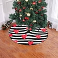 thumbnail image 2 of FMSHPON Red Heart Stripe Xmas Christmas Tree Skirt Stand Mat for Holiday Party Decoration Indoor Outdoor 36 inches, 2 of 3