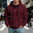 thumbnail image 2 of Hoodie For Men Full Zip Up Sweatshirts Long Sleeve Oversized Pullovers With Zipper Pockets Casual Fall Winter Coat Wine XL, 2 of 6